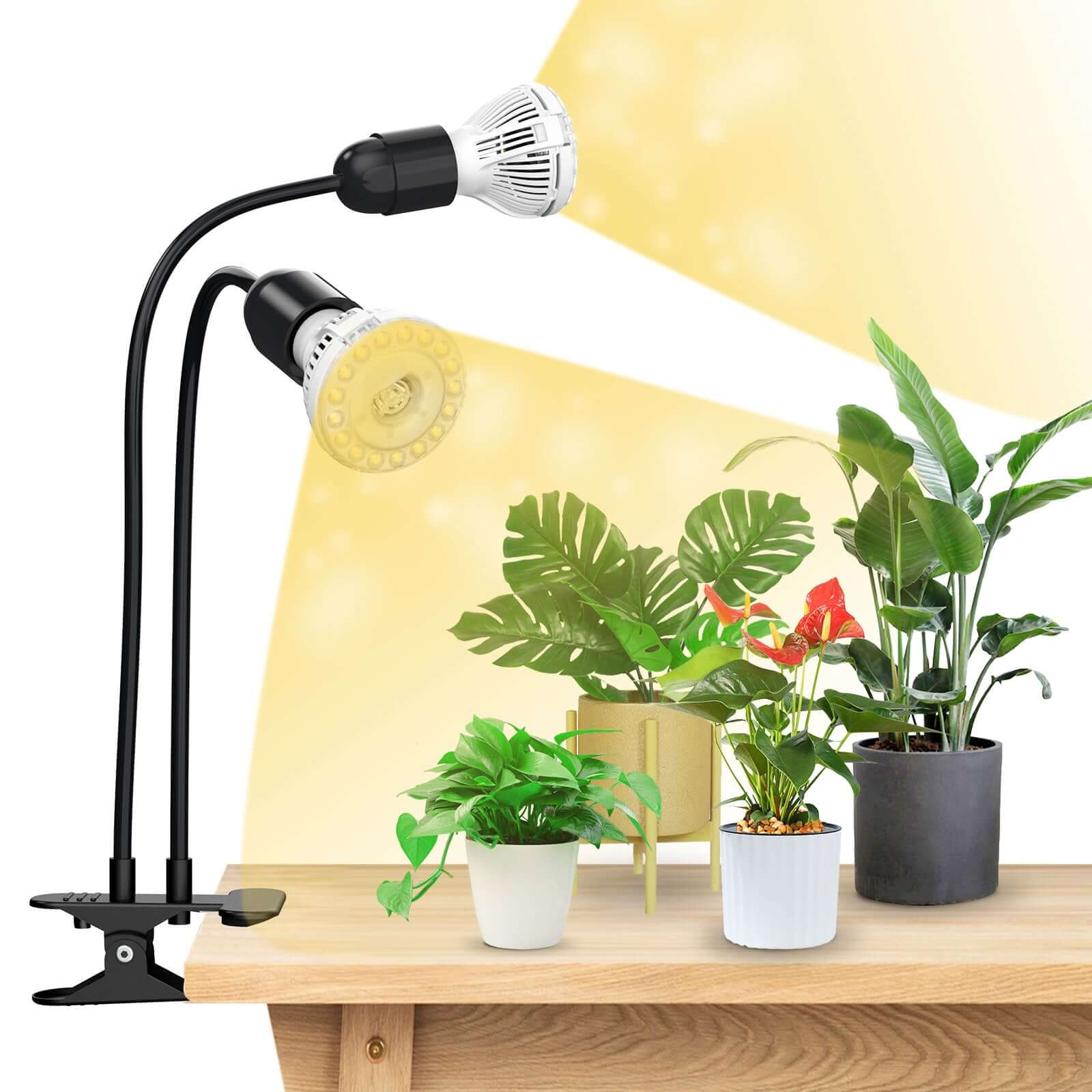SANSI 20W Dual-Head Grow Light in black
